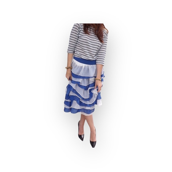 HTF: Anthropologie x Chris Benz Capsule Collab ❃ Carmen Tiered Skirt ❃ Cobalt ❃ - Picture 14 of 16